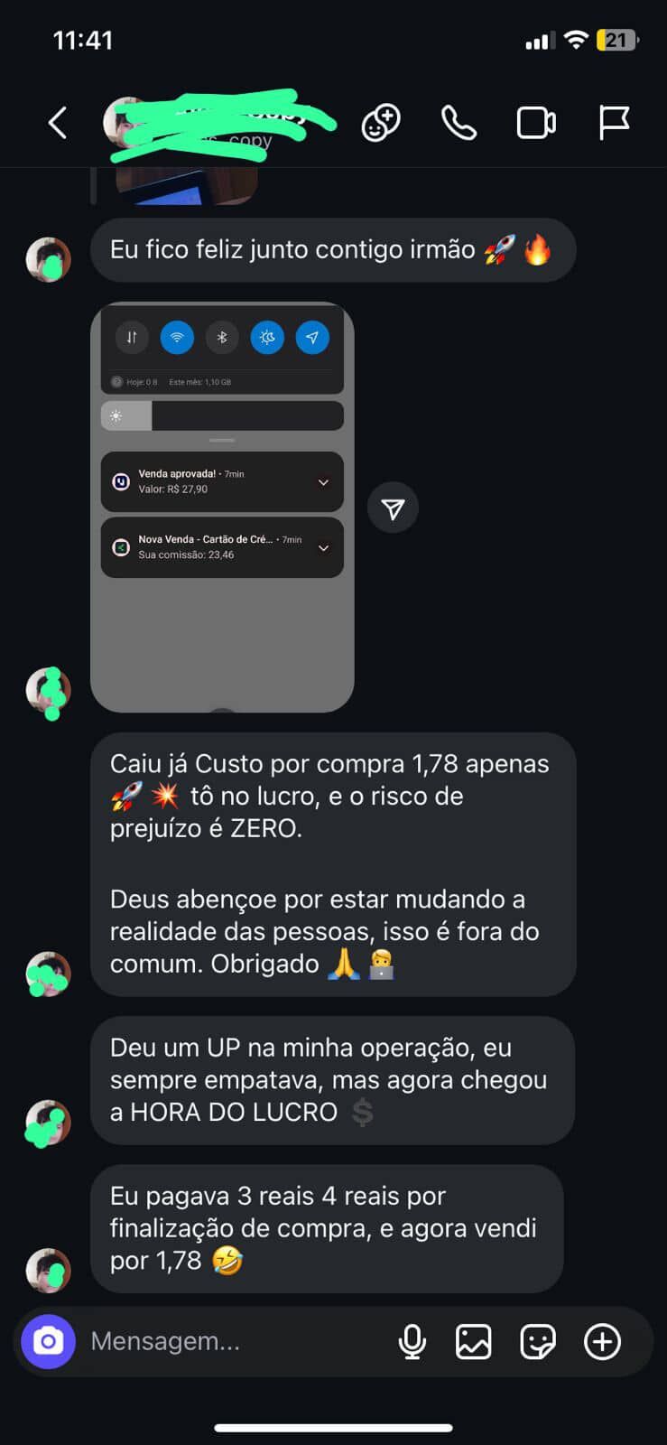 Print real de aluno com vendas a centavos