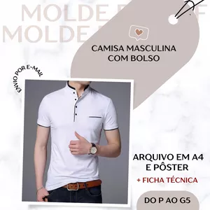 Imagem de capa para o Ebook Camisa Masculina com Bolso - Molde em PDF