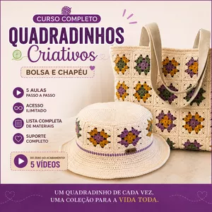 Imagem do curso Quadradinhos Criativos – Bolsa e Chapéu em Crochê