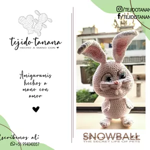 Imagen de portada para Ebook Crochet Snowball Pattern | amigurumi Snowball | The Secret life of pet | Conejo | SP/EN