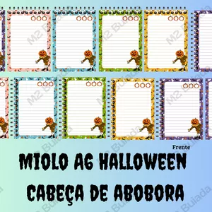 Imagem de capa para o Curso online Miolo A6 Halloween cabeça de abobora (roxo, rosa, azul, verde e amarelo)