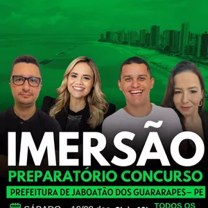 Imagem de capa para o Curso online SEGUNDA IMERSÃO – PREPARATÓRIO PREFEITURA DE JABOATÃO DOS GUARARAPES – TODOS OS CARGOS 