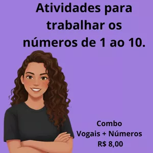 Imagem de capa para o Ebook Atividades de números do 1 ao 10 + vogais.