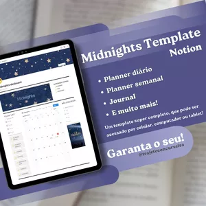 Imagem de capa para o Ebook Template Midnights - Notion