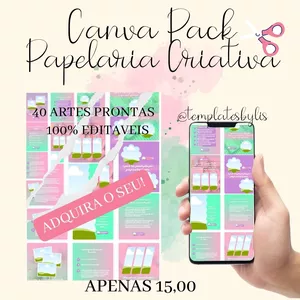 Imagem de capa para o Ebook CANVA PACK - PAPELARIA CRIATIVA
