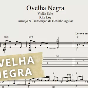 Imagem de capa para o Ebook Ovelha Negra - Rita Lee: Transcrição p/ Violão Solo c/ Tablatura + Partitura + Cifra.