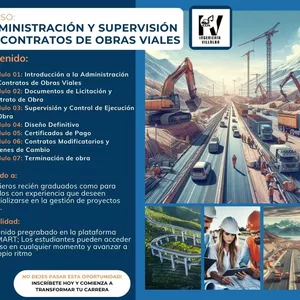 Imagen de portada para Curso online ADMINISTRACIÓN Y SUPERVISIÓN DE CONTRATOS DE OBRAS VIALES
