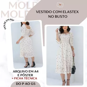 Imagem de capa para o Ebook Vestido com Elastex no Busto - Molde em PDF