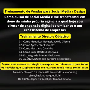 Imagem do curso TREINAMENTO DE VENDAS PARA SOCIAL MEDIA / DESIGN
