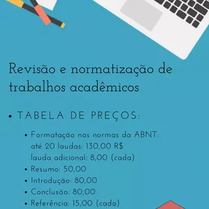 Imagem de capa para o Serviço online Correção e formatação de TCC, trabalhos acadêmicos, dissertações e similares