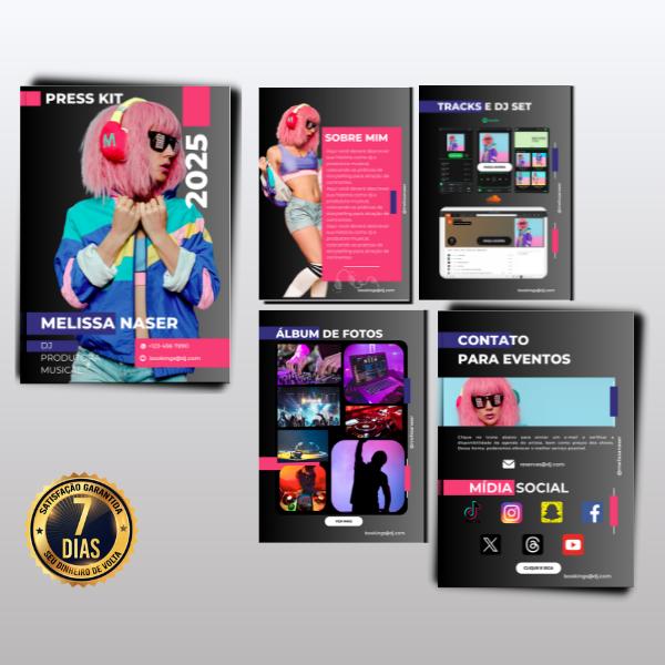 Imagem de Marketing para Djs: Template de Press Kit Digital Profissional criado por Bruna na hotmart