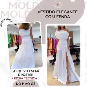 Imagem de capa para o Ebook Vestido Elegante com Fenda - Molde em PDF