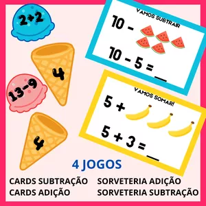 Imagem de capa para o Ebook Combo com 4 Jogos Educativos: Adição e Subtração Divertida