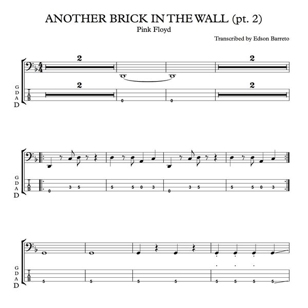 Another Brick In The Wall Pt 2 Pink Floyd Bass Score Tab Lesson Edson Renato Vitti Barreto Learn A New Skill Images Icons Pictures Hotmart