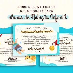 Imagem de capa para o Curso online Combo de Certificados de Conquista para Crianças de Natação Infantil