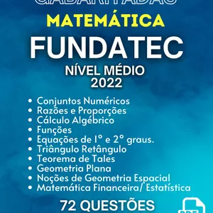 Imagem de capa para o Ebook Banca Fundatec 72 Questões Gabaritadas de Matemática