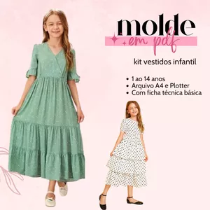 Imagem de capa para o Ebook MOLDES EM PDF - KIT VESTIDOS INFANTIL