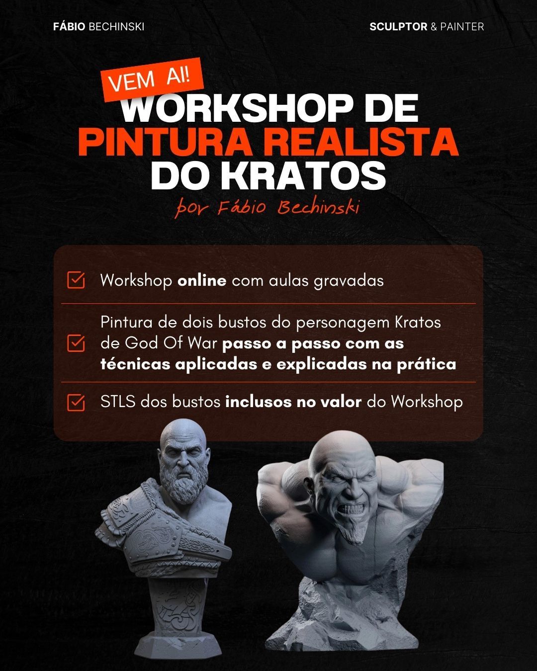 Imagem do curso Workshop - Pintura Realista do Busto Kratos - God of War