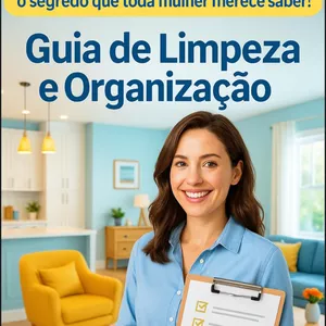 Imagem de capa para o Ebook Guia de Limpeza e Organização. 