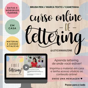 Imagem de capa para o Curso online Curso online de Lettering - @leticianakazone