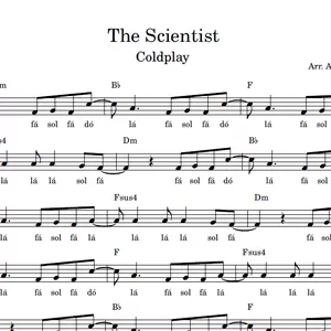 Imagem de capa para o Ebook The Scientist (Coldplay) - Partitura Facilitada em Fá Maior