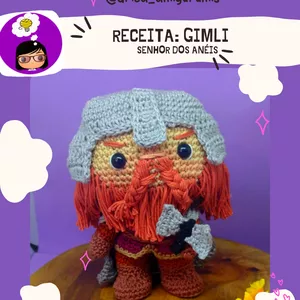 Imagem de capa para o Ebook RECEITA DE AMIGURUMI GIMLI - SENHOR DOS ANÉIS