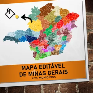 Imagem de capa para o Curso online MAPA EDITÁVEL DE MINAS GERAIS (com o nome dos 853 municípios)