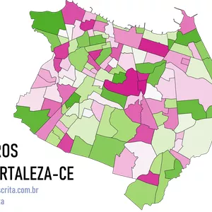 Imagem de capa para o Curso online Bairros da Cidade de Fortaleza/CE - Mapa Editável para PowerPoint