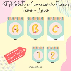 Imagem de capa para o Ebook Kit Alfabeto e Numerais de Parede - Tema Lápis