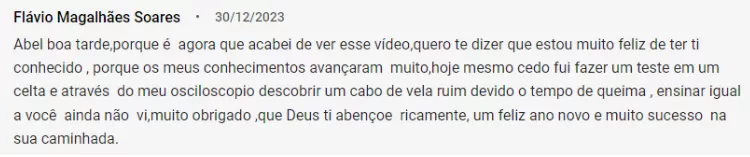 depoimento sobre o curso de multímetro do mecânico e professor Abel Klering