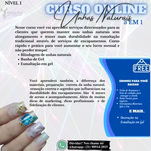 Imagem de capa para o Curso online Nivel I-  NATURAIS 3 EM 1 Banho de gel, Blindagem e Esmaltação em gel 