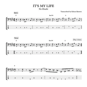 Cover image for Online course IT'S MY LIFE (No Doubt) Bass Transcription, Score &amp; Tab Lesson