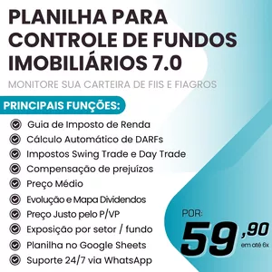 Imagem do curso Planilha para Controle de Fundos Imobiliários e Fiagros 7.0 - Google Sheets