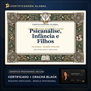 🔥 BOLSA 100% [APLICADA] - [MATRÍCULA] CURSO DE FORMAÇÃO EM PSICANÁLISE, INFÂNCIA E FILHOS - ACESSO VITALÍCIO - CRACHÁ BLACK + REGISTRO - CASHBACK R$ 25 - BÔNUS APOSTILA EXTRA - CG