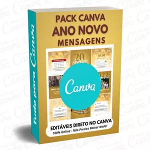 Imagem principal do produto Canva Pack Editável - Mensagens de Ano Novo + 5 Kits Bônus