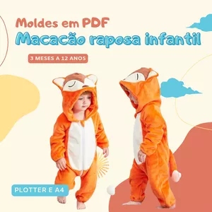 Imagem de capa para o Ebook Molde macacão raposa infantil 