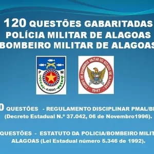 Imagem de capa para o Ebook SIMULADO GABARITADO ESTATUTO E REGULAMENTO  PM BM ALAGOAS