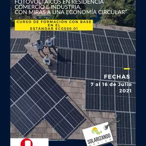 Imagen de portada para Curso online Curso de formación con base en el Estándar EC0586.01  “Instalación de sistemas fotovoltaicos en residencia, comercio e industria, con miras a una economía circular”.