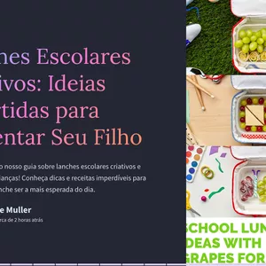 Imagem de capa para o Ebook Lanches Escolares Criativos: Ideias Divertidas para Alimentar Seu Filho