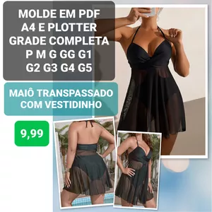Imagem de capa para o Ebook MOLDE EM PDF MAIÔ TRANSPASSADO COM VESTIDINHO MODA PRAIA