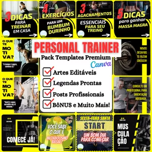 Imagem de capa para o Curso online POSTS PROFISSIONAIS PRONTOS EDITÁVEIS CANVA - PERSONAL TRAINER
