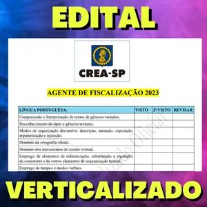 Imagem de capa para o Ebook AGENTE DE FISCALIZAÇÃO - CREA SP  2023 - Edital Verticalizado