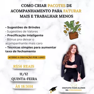 Imagem do curso Como criar Pacotes de Acompanhamento para Faturar mais, trabalhando menos