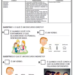 Imagem de capa para o Ebook Atividade Adaptada de Portugues-Discurso direto e indireto