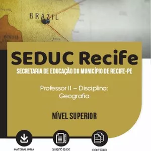 Imagem de capa para o Ebook Apostila SEDUC Recife 2023 - Professor II Disciplina: Geografia