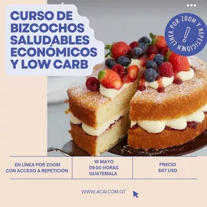 Imagen de portada para Evento online Workshop Bizcochos saludables y económicos
