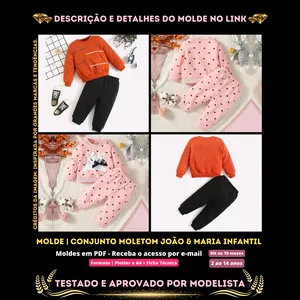 Imagem de capa para o Curso online [Molde em PDF] - Conjunto Moletom João &amp; Maria Infantil [Unissex]. ID 3251070 [RN ao 14 anos]✨