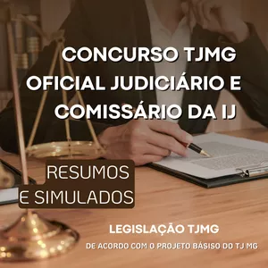 Imagem de capa para o Ebook Resumos e Simulados Legislação Concurso TJMG Oficial Judiciário e Comissário da Infância e Juventude