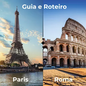 Imagem de capa para o Ebook  Guia e Roteiro Completo de Paris e Roma