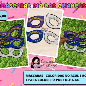 Imagem de capa para o Ebook 🦹‍♀Máscara - Dia das Crianças 